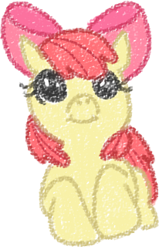 Size: 215x324 | Tagged: safe, artist:a8scond, apple bloom, earth pony, pony, g4, apple bloom's bow, bow, female, filly, foal, hair bow, looking at you, simple background, smiling, solo, white background