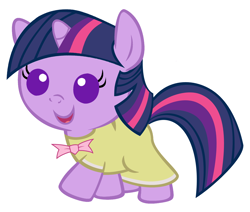Size: 2600x2200 | Tagged: safe, artist:beavernator, twilight sparkle, pony, unicorn, g4, season 2, sweet and elite, baby, baby pony, babylight sparkle, birthday dress, clothes, cute, dress, female, foal, high res, open mouth, open smile, simple background, smiling, solo, twiabetes, unicorn twilight, white background, younger