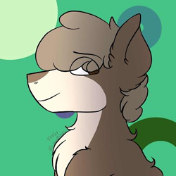 Size: 406x406 | Tagged: safe, artist:azure moon, oc, oc only, oc:stoatsky [brine], hybrid, original species, pony, abstract background, brine, bust, custom species, ears up, heterochromia, icon, looking at you, looking back, looking back at you, portrait, smiling, smiling at you, solo, species:brine