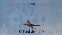 Size: 640x360 | Tagged: safe, artist:foozogz, applejack, fluttershy, pinkie pie, rainbow dash, rarity, twilight sparkle, earth pony, pegasus, pony, unicorn, g4, 2012, airbus, airbus a320, animated, blue sky, foozogz, horn, link in description, mane six, music, of fond memories, plane, remix, sky, smiling, sound, sound only, unicorn twilight, webm, youtube, youtube link, youtube video