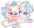 Size: 2383x1968 | Tagged: safe, artist:emberslament, oc, oc only, oc:bay breeze, pony, aggretsuko, chibi, hug, ponified, seiya, simple background, transparent background