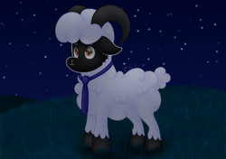 Size: 2507x1763 | Tagged: safe, artist:vivi's corner, artist:viviandpurplevivi, oc, oc only, oc:techmath, sheep, cloven hooves, fluffy, night, redesign, stars