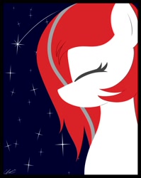 Size: 1592x2000 | Tagged: safe, artist:seafooddinner, oc, oc only, oc:roscosmospone, earth pony, pony, bust, earth pony oc, eyes closed, female, mare, poster, signature, solo, space, stars