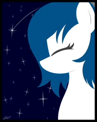 Size: 1592x2000 | Tagged: safe, artist:seafooddinner, oc, oc only, oc:spacexpone, earth pony, pony, bust, earth pony oc, eyes closed, female, mare, poster, signature, solo, space, stars