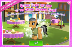 Size: 1962x1302 | Tagged: safe, gameloft, quibble pants, earth pony, pony, g4, my little pony: magic princess, advertisement, clothes, english, male, mobile game, shirt, solo, stallion, text