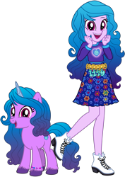 Size: 6991x9860 | Tagged: safe, artist:emeraldblast63, izzy moonbow, human, pony, unicorn, equestria girls, g4, g5, bracelet, clothes, cutie mark on clothes, equestria girls-ified, female, friendship bracelet, g5 to equestria girls, g5 to g4, generation leap, human ponidox, jewelry, mare, open mouth, open smile, self paradox, self ponidox, shoes, simple background, skirt, smiling, transparent background, unshorn fetlocks