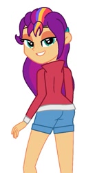 Size: 507x917 | Tagged: safe, artist:robertsonskywa1, sunny starscout, human, equestria girls, g4, g5, ass, bedroom eyes, butt, equestria girls-ified, female, g5 to equestria girls, g5 to g4, generation leap, mane stripe sunny, simple background, solo, sunny starbutt, white background