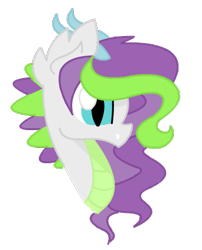 Size: 342x423 | Tagged: safe, artist:kaatseye, oc, oc only, dracony, hybrid, bust, female, interspecies offspring, offspring, parent:rarity, parent:spike, parents:sparity, simple background, solo, transparent background