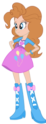 Size: 1612x4273 | Tagged: safe, artist:ytpinkiepie2, color edit, edit, vector edit, pinkie pie, human, equestria girls, g4, balloon, blue eyes, boots, bracelet, clothes, cutie mark on clothes, female, full body, ginger, ginger hair, hand on hip, heart, high heel boots, high res, human coloration, jacket, jewelry, light skin, light skin edit, natural hair color, realism edits, shoes, simple background, skin color edit, skirt, solo, transparent background, vector, vest