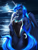 Size: 4500x6000 | Tagged: safe, alternate version, artist:mykegreywolf, princess luna, alicorn, anthro, g4, beach, bedroom eyes, breasts, clothes, female, hand on hip, high-cut clothing, horn, leotard, looking at you, moon, moonlight, night, ocean, one-piece swimsuit, reasonably sized breasts, solo, stupid sexy princess luna, swimsuit, water, wings