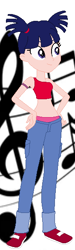 Size: 176x587 | Tagged: safe, artist:selenaede, artist:unicorngirl06, human, equestria girls, g4, barely eqg related, base used, clothes, crossover, denim, equestria girls style, equestria girls-ified, hand on hip, jeans, musa, music notes, pants, pigtails, shoes, tank top, winx club