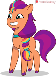 Size: 3000x4136 | Tagged: safe, artist:frownfactory, edit, edited screencap, screencap, vector edit, sunny starscout, earth pony, pony, g5, my little pony: tell your tale, panic on harvest & hugs day, spoiler:g5, spoiler:my little pony: tell your tale, spoiler:tyts01e35, cute, female, grin, mane stripe sunny, mare, simple background, smiling, solo, sparkly eyes, sunnybetes, transparent background, unshorn fetlocks, vector, wingding eyes