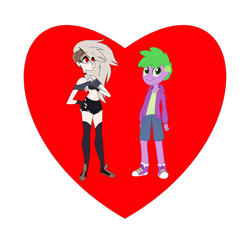 Size: 800x800 | Tagged: artist needed, source needed, safe, artist:thecheeseburger, edit, spike, human, equestria girls, g4, age difference, anthro to human, crossover, crossover shipping, disguised demon, disguised hellhound, duo, duo male and female, female, heart, hellaverse, hellborn, helluva boss, human spike, humanized, implied interspecies, loona (helluva boss), male, needs more saturation, pentagram, shipping, shipping domino, shipping heart, simple background, spikelove, spiloona, spring broken, straight, transformed, transparent background