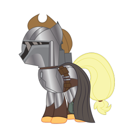 Size: 1200x1200 | Tagged: safe, applejack, earth pony, pony, g4, beskar armor, din djarin, mandalorian, simple background, solo, star wars, transparent background