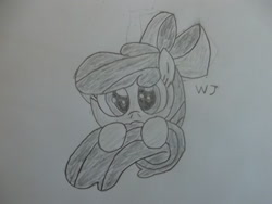 Size: 1024x768 | Tagged: safe, artist:wolfjava, apple bloom, earth pony, pony, g4, female, filly, foal, looking at you, solo, traditional art