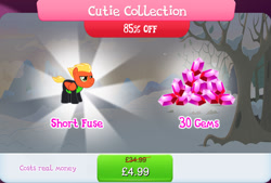 Size: 1267x858 | Tagged: safe, gameloft, short fuse, pegasus, pony, g4, my little pony: magic princess, bundle, clothes, costs real money, cutie collection, english, folded wings, gem, male, mobile game, numbers, sale, solo, stallion, text, the washouts, uniform, washouts uniform, wings
