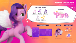 Size: 3520x1980 | Tagged: safe, pipp petals, pegasus, pony, g5, my little pony 2022 | core brand asset toolkit, official, behind the scenes, female, mare, reference sheet, solo
