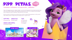 Size: 3520x1980 | Tagged: safe, pipp petals, pegasus, pony, g5, my little pony 2022 | core brand asset toolkit, official, behind the scenes, female, mare, solo, text, that pony sure does love garlic bread, zephyr heights