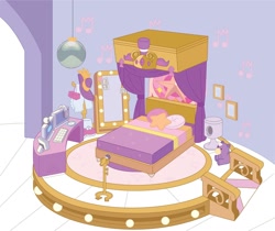 Size: 1432x1204 | Tagged: safe, pipp petals, g5, my little pony 2022 | core brand asset toolkit, official, bed, bedroom, behind the scenes, colored, computer mouse, disco ball, flat colors, hat, indoors, keyboard, microphone, mirror, monitor, no pony, picture frame, pillow, ramp, webcam