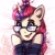 Size: 1024x1024 | Tagged: safe, artist:littlexdemon, moondancer, pony, unicorn, abstract background, bust, clothes, cute, daaaaaaaaaaaw, dancerbetes, female, glasses, happy, hooves on cheeks, mare, open mouth, open smile, smiling, solo, sweater, weapons-grade cute