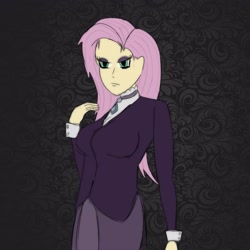 Size: 2880x2880 | Tagged: safe, artist:applelord, fluttershy, human, g4, eyeshadow, fluttergoth, goth, high res, humanized, makeup, solo