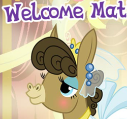 Size: 678x637 | Tagged: safe, gameloft, matilda, donkey, g4, my little pony: magic princess, clothes, cropped, dress, ear piercing, earring, english, eyeshadow, female, jenny, jewelry, makeup, meme, mobile game, piercing, solo, text, veil, wedding dress, welcome mat, wow! glimmer
