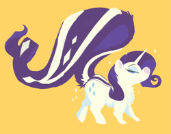 Size: 3799x2978 | Tagged: safe, rarity, hybrid, pony, skunk, skunk pony, unicorn, g4, animal, chest fluff, eyes closed, fanfic art, fluffy, high res, lavender, rariskunk, scentquestria, skunk stripe, skunkified, solo, species swap, tabu in scentquestria, tail