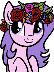 Size: 1768x2357 | Tagged: safe, artist:lannielona, oc, oc only, pony, advertisement, commission, female, floral head wreath, flower, flower in hair, looking up, mare, simple background, smiling, solo, transparent background, your character here