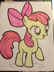 Size: 768x1024 | Tagged: safe, artist:brokenwings33, apple bloom, earth pony, pony, g4, apple bloom's bow, bow, female, filly, foal, hair bow, solo, traditional art