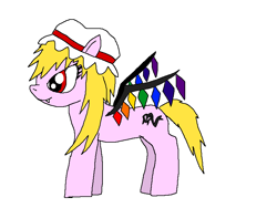 Size: 800x600 | Tagged: safe, artist:blaster757, bat pony, pony, female, flandre scarlet, mare, ponified, simple background, solo, touhou, white background