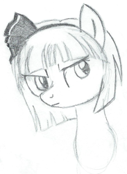 Size: 641x876 | Tagged: safe, artist:exagryph, pony, female, konpaku youmu, mare, ponified, simple background, solo, touhou, traditional art, white background