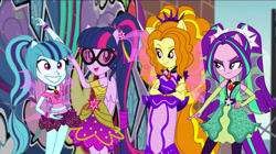 Size: 3500x1960 | Tagged: safe, artist:ajosterio, artist:aqua-pony, artist:bigpurplemuppet99, adagio dazzle, aria blaze, sci-twi, sonata dusk, twilight sparkle, human, equestria girls, equestria girls specials, g4, my little pony equestria girls: dance magic, clothes swap, flamenco dress, gem, siren gem, sunset shimmer flamenco dress, the dazzlings