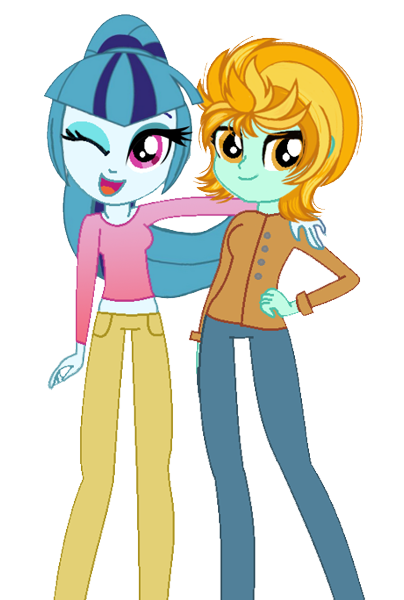 3033482 - safe, artist:dazzlingsedits, lightning dust, sonata dusk, human,  equestria girls, duo, duo female, equestria girls-ified, female, simple  background, transparent background - Derpibooru