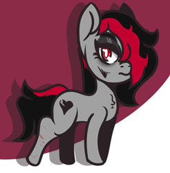 Size: 864x877 | Tagged: safe, artist:lazerblues, oc, oc:miss eri, earth pony, pony, emo, hair over one eye, scar