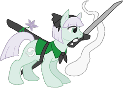 Size: 461x331 | Tagged: safe, artist:thecompleteanimorph, earth pony, pony, female, katana, konpaku youmu, mare, ponified, simple background, solo, sword, touhou, transparent background, weapon