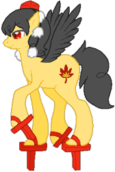 Size: 256x382 | Tagged: safe, artist:thecompleteanimorph, pegasus, pony, female, mare, ponified, shameimaru aya, simple background, solo, touhou, transparent background