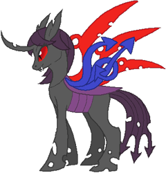 Size: 356x371 | Tagged: safe, artist:thecompleteanimorph, changeling, changelingified, female, mare, nue houjuu, purple changeling, simple background, solo, species swap, touhou, transparent background