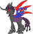 Size: 356x371 | Tagged: safe, artist:thecompleteanimorph, changeling, changelingified, female, mare, nue houjuu, purple changeling, simple background, solo, species swap, touhou, transparent background