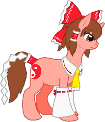 Size: 316x369 | Tagged: safe, artist:thecompleteanimorph, pony, bow, female, hakurei reimu, mare, miko, ponified, simple background, solo, touhou, transparent background