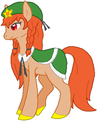 Size: 274x343 | Tagged: safe, artist:thecompleteanimorph, pony, female, hat, hong meiling, mare, ponified, simple background, solo, touhou, transparent background