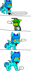 Size: 387x873 | Tagged: safe, artist:hickerbop, pony, cirno, comic panel, crossover, ponified, silly, touhou, wriggle nightbug