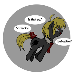 Size: 900x900 | Tagged: safe, artist:thattagen, pony, dialogue, female, mare, ponified, rumia, simple background, solo, touhou, transparent background