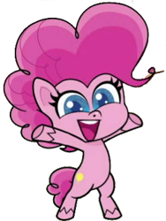 Size: 291x386 | Tagged: safe, edit, edited screencap, editor:pascalmulokozi2, screencap, pinkie pie, earth pony, pony, g4.5, my little pony: pony life, one click wonder, background removed, belly, bipedal, cute, diapinkes, female, mare, not a vector, open mouth, round belly, simple background, solo, transparent background