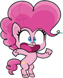 Size: 296x365 | Tagged: safe, artist:pascalmulokozi2, edit, edited screencap, screencap, pinkie pie, earth pony, pony, g4.5, my little pony: pony life, one click wonder, background removed, bipedal, female, mare, not a vector, open mouth, shimmying, simple background, solo, transparent background