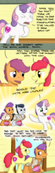 Size: 1078x3360 | Tagged: safe, artist:hoofclid, apple bloom, rumble, scootaloo, sweetie belle, tender taps, earth pony, pegasus, pony, unicorn, g4, apple bloom's bow, bow, clubhouse, colt, comic, crusaders clubhouse, cutie mark crusaders, dialogue, female, filly, foal, hair bow, implied rumbloo, implied straight, implied tenderbloom, male, noodle incident, shipping fuel, text
