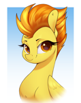 Size: 2220x2800 | Tagged: safe, artist:aquaticvibes, spitfire, pegasus, pony, bust, gradient background, solo, wings