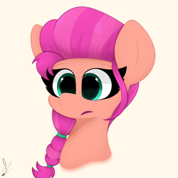 Size: 3000x3000 | Tagged: safe, artist:daftramms, sunny starscout, earth pony, pony, g5, bust, cute, fanart, high res, simple background, solo