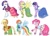 Size: 1171x833 | Tagged: safe, artist:rainn__1026, applejack, fluttershy, pinkie pie, rainbow dash, rarity, twilight sparkle, earth pony, pegasus, pony, unicorn, g4, clothes, dress, female, gala dress, mane six, mare, no pupils, simple background, spread wings, unicorn twilight, white background, wings