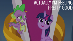 Size: 1920x1080 | Tagged: safe, edit, edited screencap, editor:quoterific, screencap, spike, twilight sparkle, the ending of the end