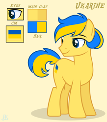 Size: 1860x2136 | Tagged: safe, artist:pastelthekittypaints, artist:persephoneiabases, oc, oc:ukarine, pony, base used, male, nation ponies, original character do not steal, ponified, reference sheet, solo, stallion, ukraine